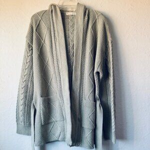 Odd Molly Hooded cotton sage green Wrap Knit Cardigan size 4 (XL)